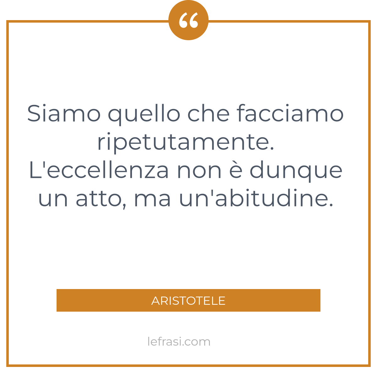 Siamo Quello Che Facciamo Ripetutamente L Eccellenza Non