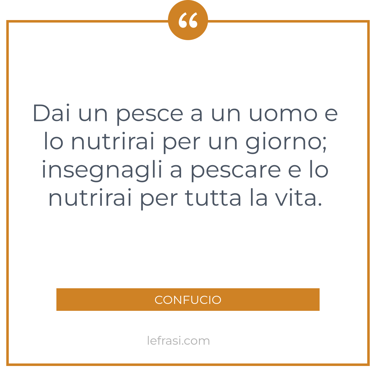 Dai un pesce a un uomo e lo nutrirai per un giorno; inseg...