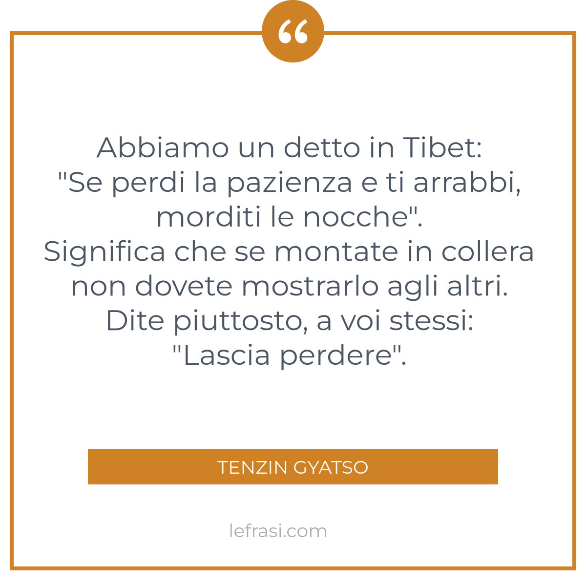 Abbiamo Un Detto In Tibet Se Perdi La Pazienza E Ti Arr